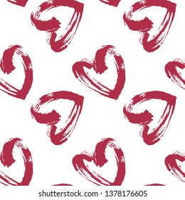 Red hearts cute trendy seamless pattern with texture. Applicable for paper or textile print, web and other backgrounds.