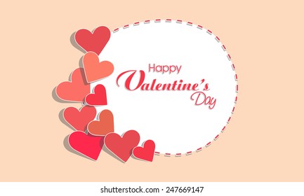 Red hearts decorated frame with text Happy Valentines Day on shiny background.