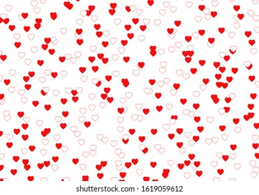 Red hearts for decorative design. Romantic banner. Falling confetti background vector. Valentine day. Romantic vector illustration. Love heart celebration. Invitation, greeting card.