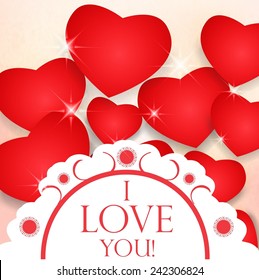 red hearts with decorative label