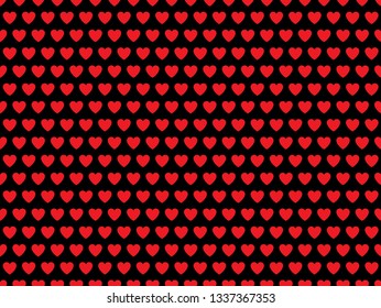 Red hearts decorative pattern on black background
