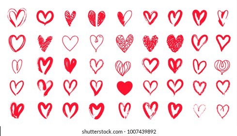 Red Hearts Doodle Symbols Love Stock Vector (Royalty Free) 1007439892 ...