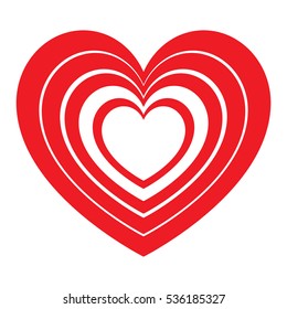 Red hearts in each other and white heart in centre. Vector eps 10