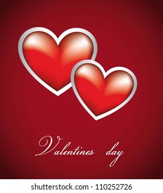 red hearts with edge over red background, valentines day. vector
