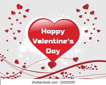red hearts explosion with grunge isolated on gray background