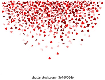 red hearts are falling down