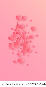  Red Hearts Falling on Pink Background. Illustration with Red Hearts for your Design.
    Wedding Background for Greeting Card, Invitation or Banner.
 Vector illustration