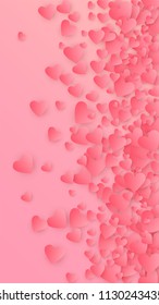  Red Hearts Falling on Pink Background. Illustration with Red Hearts for your Design.
   Valentines Background for Greeting Card, Invitation, Banner, Wallpaper, Flyer.
 Vector illustration
