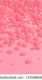  Red Hearts Falling on Pink Background. Illustration with Red Hearts for your Design.
   Valentines Background for Greeting Card, Invitation, Banner, Wallpaper, Flyer.
 Vector illustration