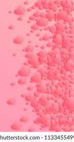  Red Hearts Falling on Pink Background. Illustration with Red Hearts for your Design.
   Valentines Background for Greeting Card, Invitation, Banner, Wallpaper, Flyer.
 Vector illustration