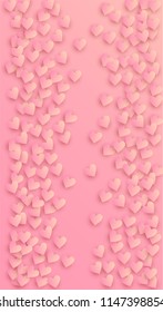  Red Hearts Falling on Pink Background. Illustration with Red Hearts for your Design.
   Valentines Background for Greeting Card, Invitation, Banner, Wallpaper, Flyer.
 Vector illustration