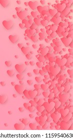  Red Hearts Falling on Pink Background. Illustration with Red Hearts for your Design.
    Wedding Background for Greeting Card, Invitation or Banner.
 Vector illustration