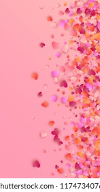  Red Hearts Falling on Pink Background. Illustration with Red Hearts for your Design.
    Wedding Background for Greeting Card, Invitation or Banner.
 Vector illustration