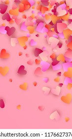  Red Hearts Falling on Pink Background. Illustration with Red Hearts for your Design.
    Wedding Background for Greeting Card, Invitation or Banner.
 Vector illustration