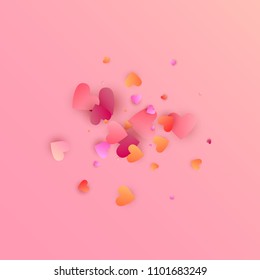 Red Hearts Falling on White Background. Illustration with Red Hearts for your Design. Wedding Background for Greeting Card, Invitation or Banner.

 Vector illustration.