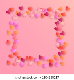  Red Hearts Falling on White Background. Illustration with Red Hearts for your Design. Wedding Background for Greeting Card, Invitation or Banner.

 Vector illustration.