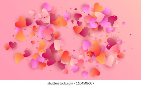  Red Hearts Falling on White Background. Illustration with Red Hearts for your Design. Wedding Background for Greeting Card, Invitation or Banner.

 Vector illustration.