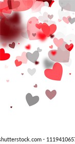 Red Hearts Falling on White Background. Illustration with Red Hearts for your Design. Wedding Background for Greeting Card, Invitation or Banner.
Vector illustration.