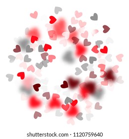  Red Hearts Falling on White Background. Illustration with Red Hearts for your Design. Wedding Background for Greeting Card, Invitation or Banner.

 Vector illustration.