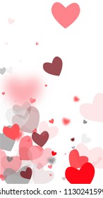  Red Hearts Falling on White Background. Illustration with Red Hearts for your Design. Wedding Background for Greeting Card, Invitation or Banner.

 Vector illustration.