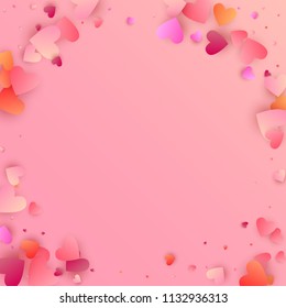  Red Hearts Falling on White Background. Illustration with Red Hearts for your Design.  Valentines Background for Greeting Card, Invitation, Banner, Wallpaper, Flyer. Vector illustration.