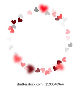  Red Hearts Falling on White Background. Illustration with Red Hearts for your Design.  Valentines Background for Greeting Card, Invitation, Banner, Wallpaper, Flyer. Vector illustration.