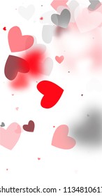 Red Hearts Falling on White Background. Illustration with Red Hearts for your Design. Wedding Background for Greeting Card, Invitation or Banner.

 Vector illustration.