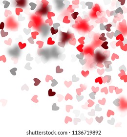  Red Hearts Falling on White Background. Illustration with Red Hearts for your Design. Wedding Background for Greeting Card, Invitation or Banner.

 Vector illustration.
