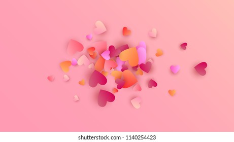  Red Hearts Falling on White Background. Illustration with Red Hearts for your Design. Wedding Background for Greeting Card, Invitation or Banner.

 Vector illustration.