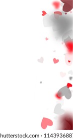  Red Hearts Falling on White Background. Illustration with Red Hearts for your Design. Wedding Background for Greeting Card, Invitation or Banner.

 Vector illustration.