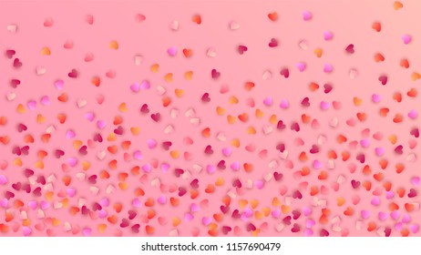  Red Hearts Falling on White Background. Illustration with Red Hearts for your Design.  Valentines Background for Greeting Card, Invitation, Banner, Wallpaper, Flyer. Vector illustration.