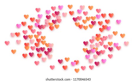      Red Hearts Falling on White Background. Illustration with Red Hearts for your Design.     Wedding Background for Greeting Card, Invitation or Banner. Vector illustration.