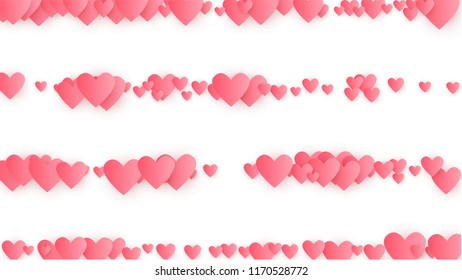      Red Hearts Falling on White Background. Illustration with Red Hearts for your Design. Valentines Background for Greeting Card, Invitation, Banner, Wallpaper, Flyer Vector illustration.