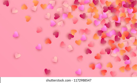  Red Hearts Falling on White Background. Illustration with Red Hearts for your Design. Wedding Background for Greeting Card, Invitation or Banner.

 Vector illustration.