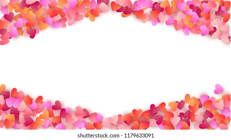      Red Hearts Falling on White Background. Illustration with Red Hearts for your Design.     Wedding Background for Greeting Card, Invitation or Banner. Vector illustration.