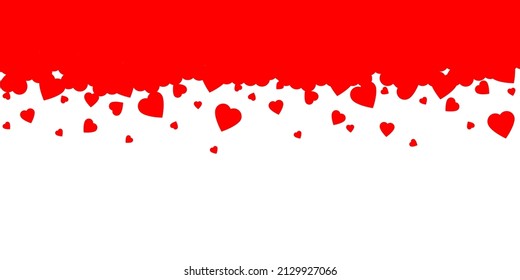 Corazón rojo cayendo, borde superior y marco sin fisuras. Símbolo de forma cardíaca aislado sobre fondo blanco.