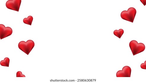 red hearts falling in sides template background