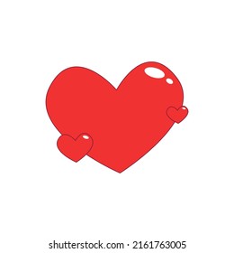 Red hearts - flat color vector icon on isolated background. Valentine's Day vector illustration.