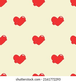 Red hearts - flat color vector seamless pattern. Valentine's Day vector background.