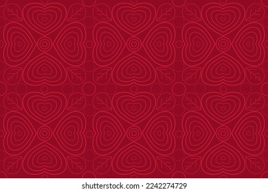 Los corazones rojos flaquean un patrón sin fisuras. Fondo vectorial del día de San Valentín.
