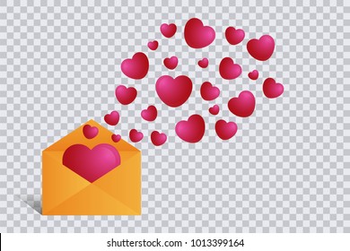 Red hearts fly out of the opened envelope on soft pink. Valentine Day greeting card with heart. Vector EPS 10. - Powered by Shutterstock - Get 15% off with code: PIKWIZARD15