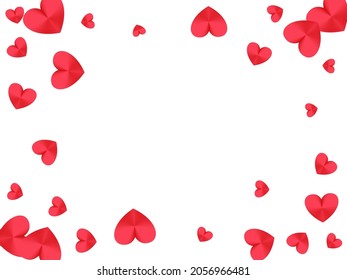 Red hearts flying banner backdrop. Social media like vector symbols. Stylish wedding invitation card background. Amour concept hearts falling beautiful holiday decoration.