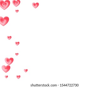 Red hearts flying isolated on white. Romantic emotions vector symbols. Cute wedding invitation card background. Romantic hearts isolated beautiful wallpaper pattern.