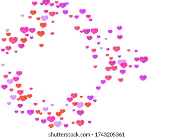 Red hearts flying wallpaper pattern. March 8 postcard vector backdrop. Modern wedding invitation card background. Little flying confetti print design.