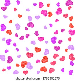 Red hearts flying wallpaper pattern. Red and crimson folded paper hearts. Romantic mood symbols. Party decor hearts flying beautiful banner backdrop.
