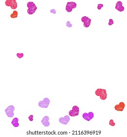 Red hearts flying wallpaper pattern. March 8 postcard vector backdrop. Modern wedding invitation card background. Little flying confetti print design.