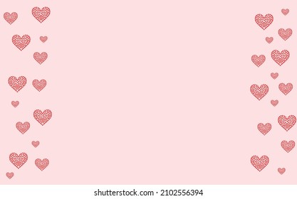 red hearts formed by smaller hearts form a margin on a red background