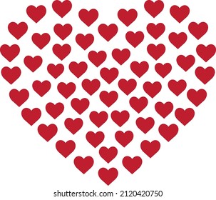 red hearts forming Heart  shape background