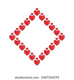 Red Hearts frame Background.  Romantic hearts texture. Love or Sweet Moment concept.