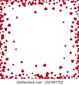 Red Hearts frame with place for text isolated on white background. Valentines Day greeting card design. vector illustration